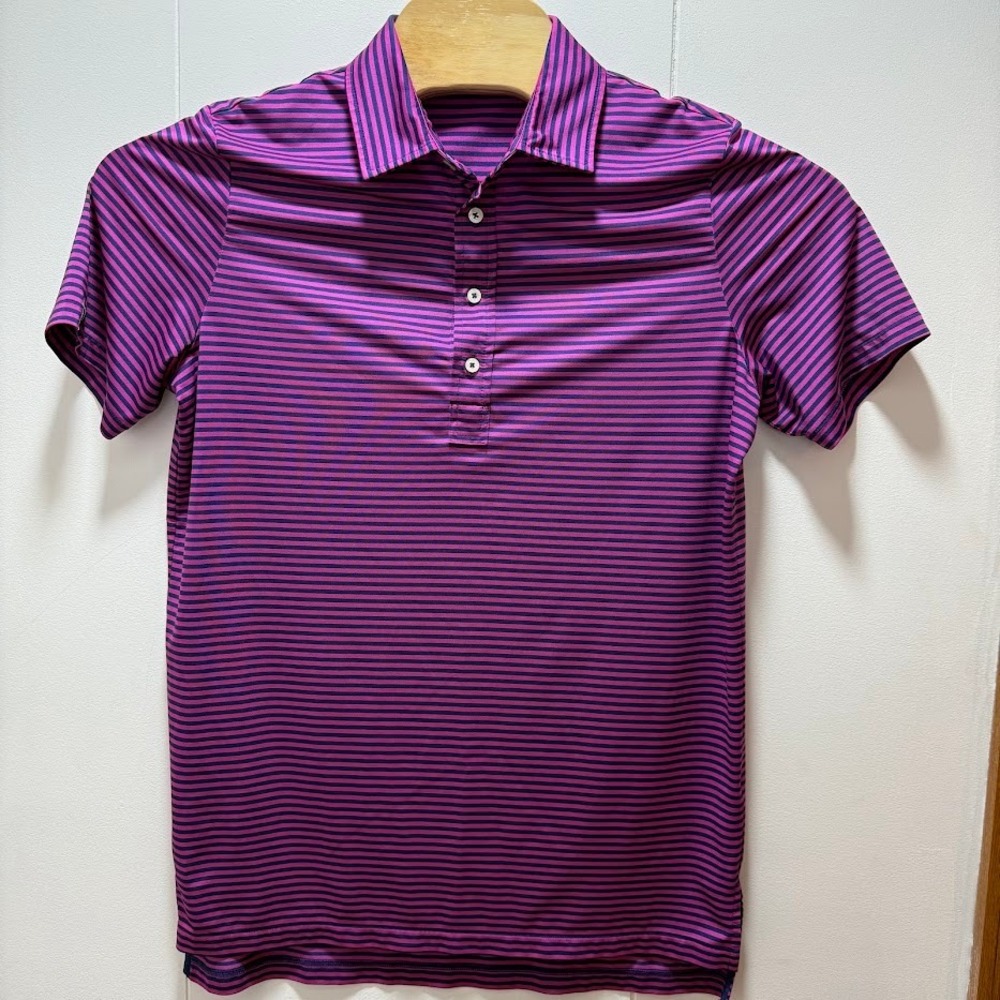 RLX Ralph Lauren Men's Striped Golf Polo Shirt Purple‎ Navy Size Medium